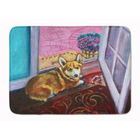 Carolines Treasures Corgi Watching from the Door Machine Washable Memory Foam Mat 7410RUG